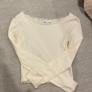 Top shop cream off the shoulder, long sleeve size 6